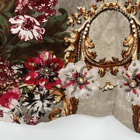 Women's 100% Silk Floral Beaded Long Sleeve  Blouse NO SIZE - Picture 4 of 11